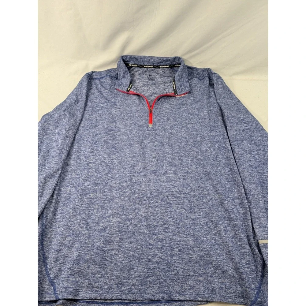 Nike Dri-FIT Running 1/4 Zip Pullover Blue Heather Men's 2XL Wicking